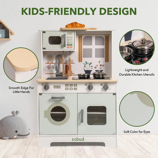 Wooden Play Kitchen Set for Creative Learning & Role Play