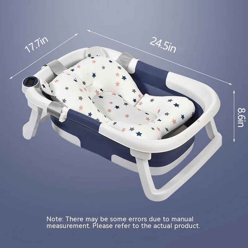 Silicone Baby Bathtub with Temperature Sensor & Foldable Design