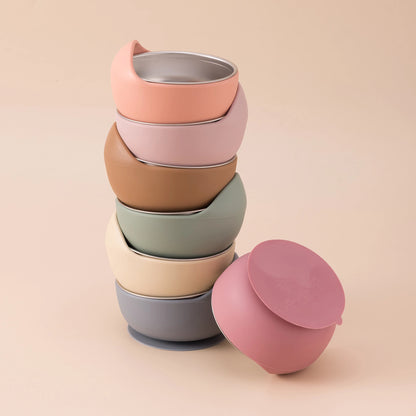 Stainless Steel Baby Feeding Set with BPA-Free Silicone Bowl