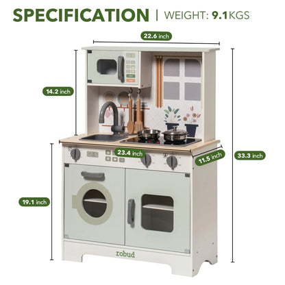 Wooden Play Kitchen Set for Creative Learning & Role Play