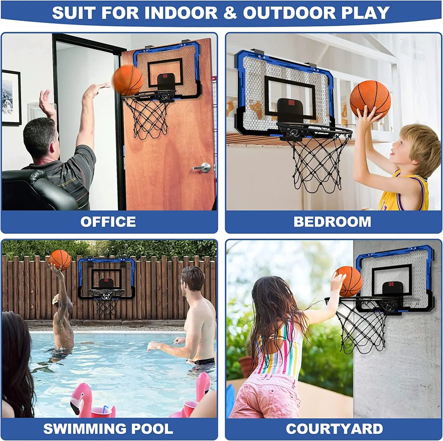 Kids Basketball Hoop Wall Mount with Score for Indoor Play