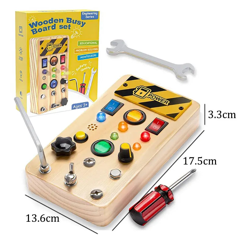Montessori Busy Board LED Toy – Sensory Learning Fun