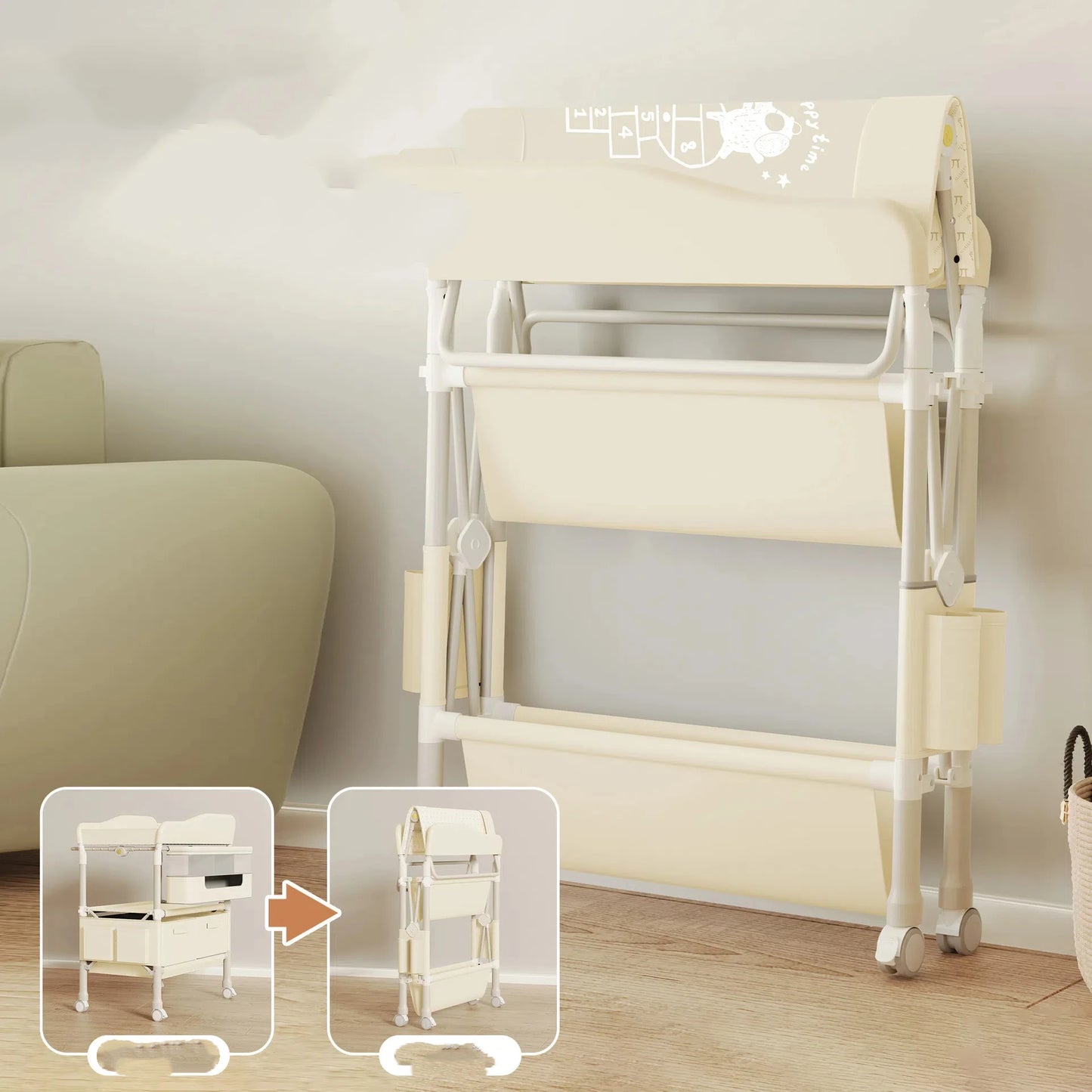 Portable Baby Changing Station with Foldable 4-in-1 Design