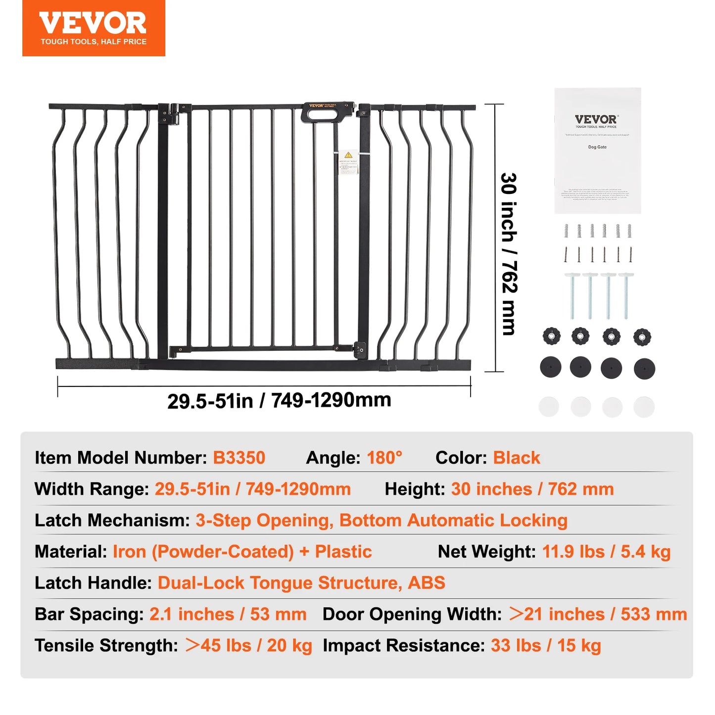 Baby Gate for Stairs & Doorways with Auto-Close Safety