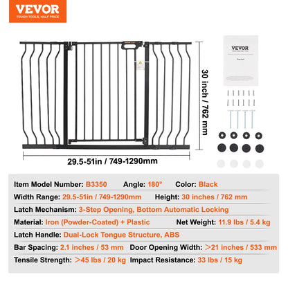 Baby Gate for Stairs & Doorways with Auto-Close Safety