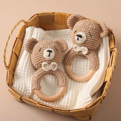 Baby Rattle Bear – Soft Crochet Montessori Toy