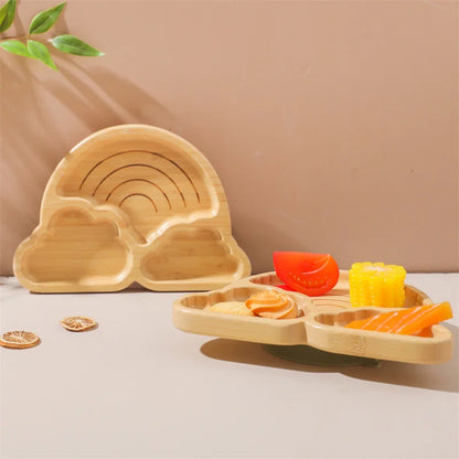 Bamboo Baby Tableware Set with Suction Plate & Fork Spoon