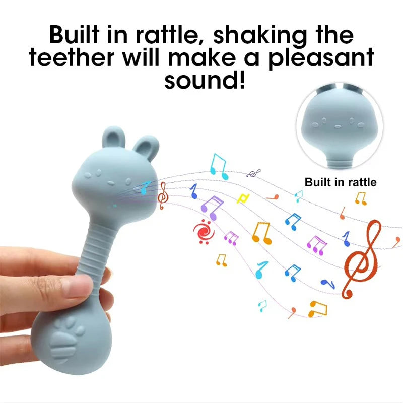 Silicone Baby Rattle – Easy Grip Rabbit Teether Toy