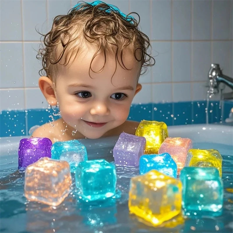 Kids Bath Toy Glowing Ice Cubes 6/12PCS Fun Water Play