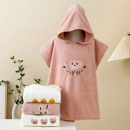 Baby Hooded Bath Towel Soft Coral Fleece for Cozy Drying