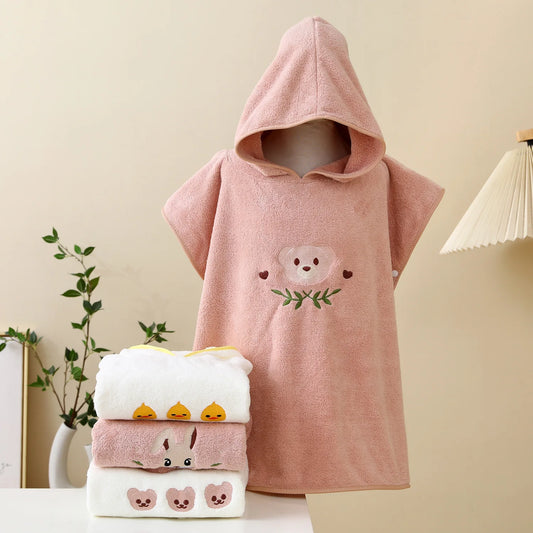 Baby Hooded Bath Towel Soft Coral Fleece for Cozy Drying