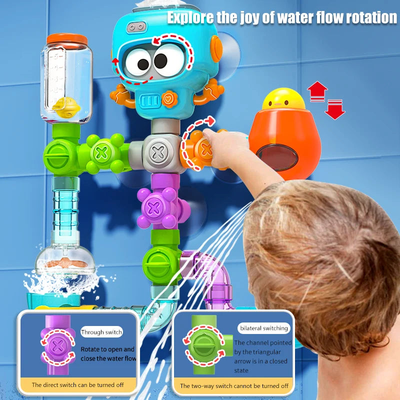 Baby Bath Toys DIY Water Pipe Set with Strong Suction