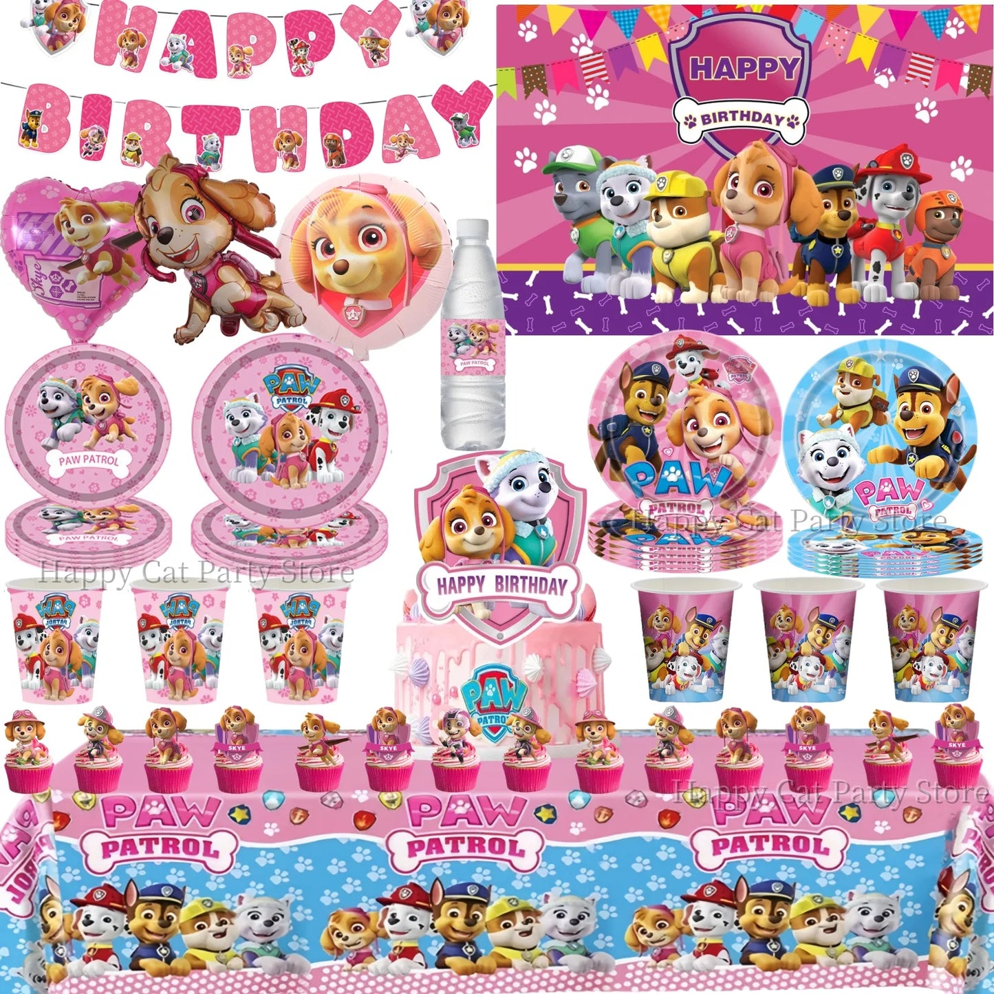 Paw Patrol Birthday Party Supplies – Skye Theme Tableware Set