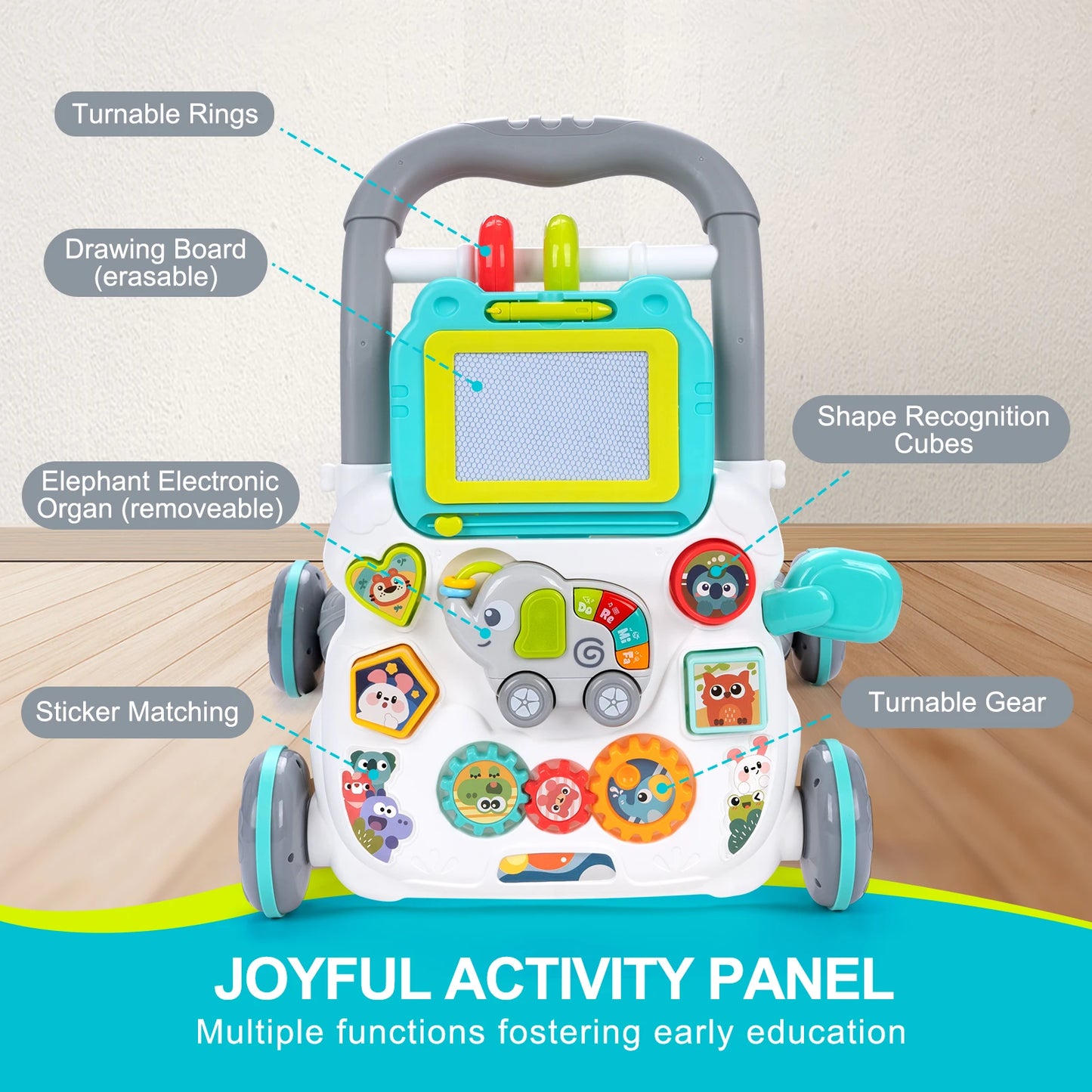 Baby Push Walker with Music & Learning Activity Board