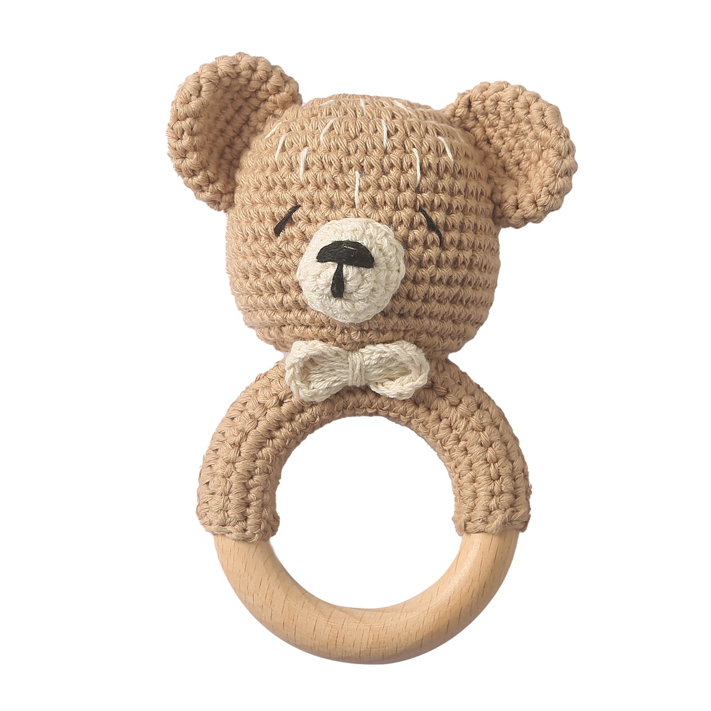 Baby Rattle Bear – Soft Crochet Montessori Toy