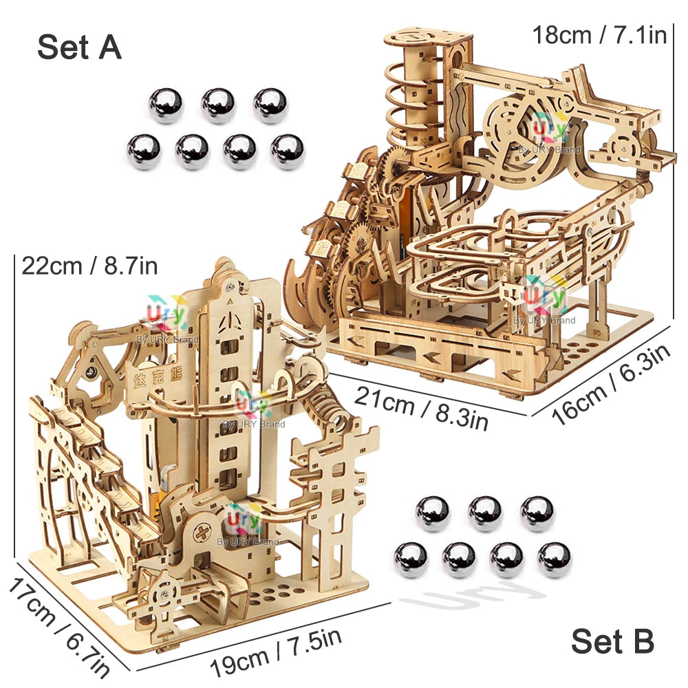 3D Wooden Marble Run Puzzle – Electric Catapult