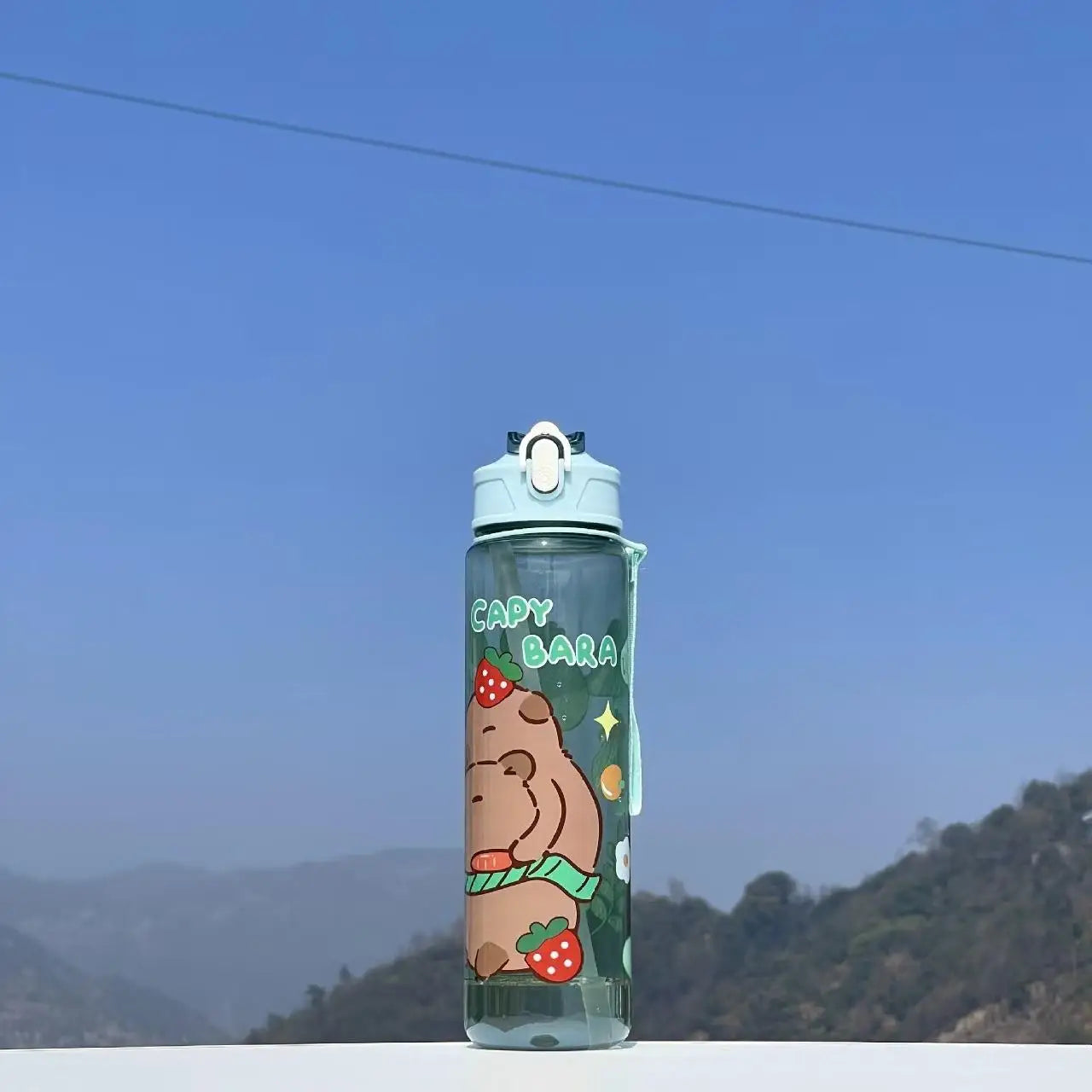 Capybara Straw Water Bottle Large Capacity Insulated Cup