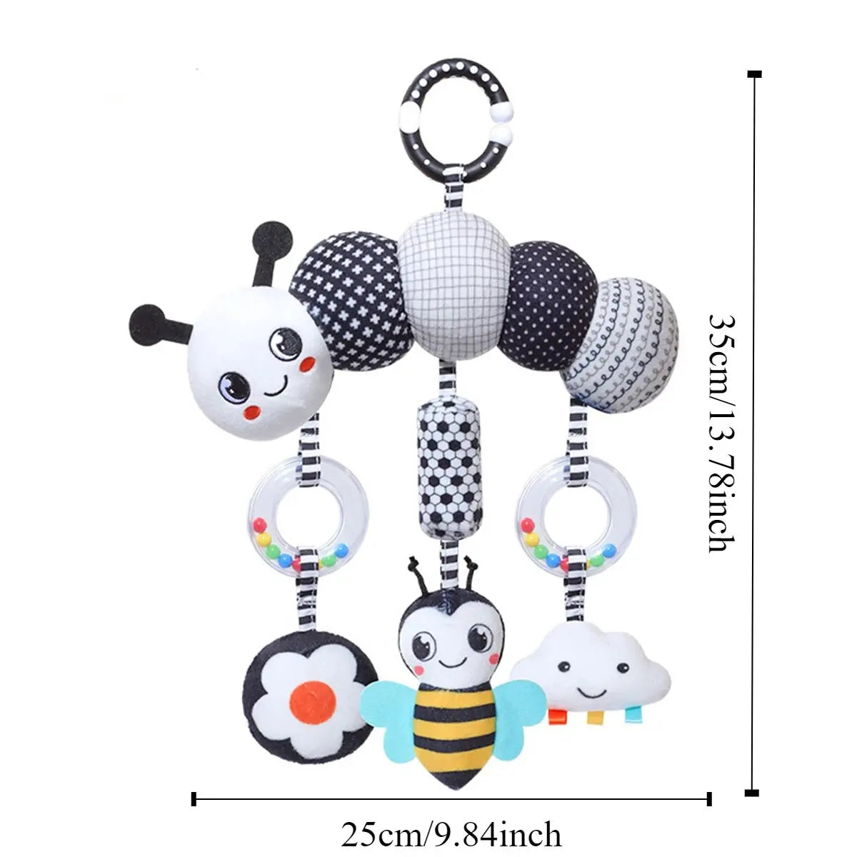 Black & White Baby Rattle Hanging Toy – Stimulate Senses
