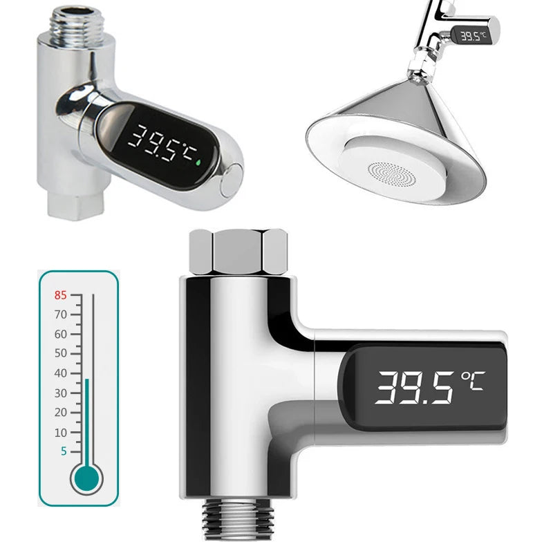 LED Water Shower Thermometer – Safe, Battery-Free Display