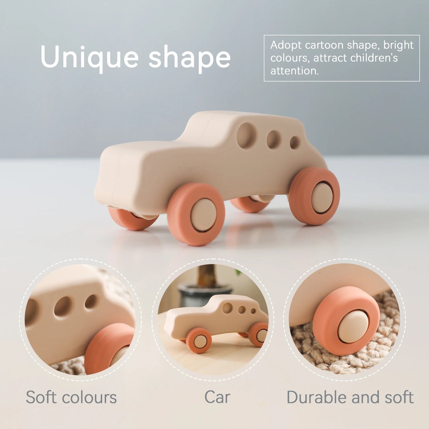 Montessori Silicone Baby Car Toys – Safe Teether & Learning Fun
