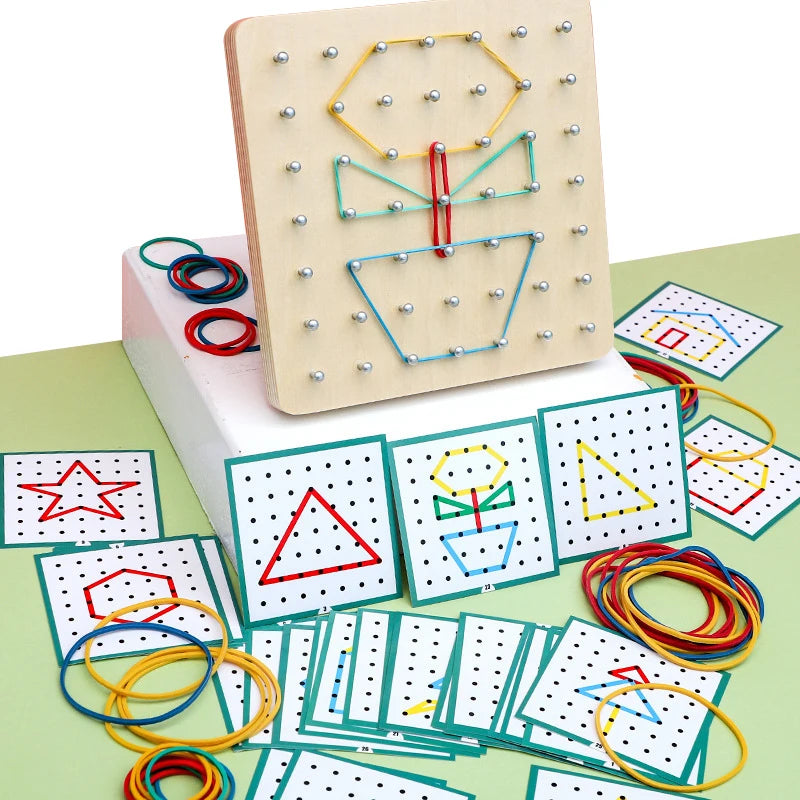 Wooden Geoboard Puzzle for Creative Math Learning Fun