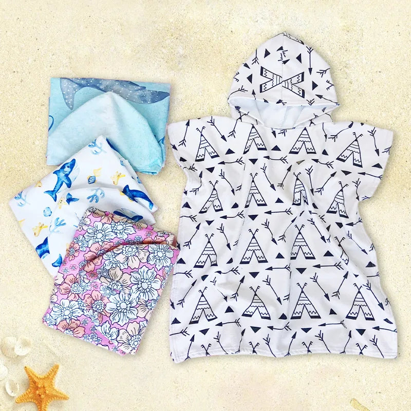 Children Microfiber Beach Towel Cape – Quick-Dry Comfort