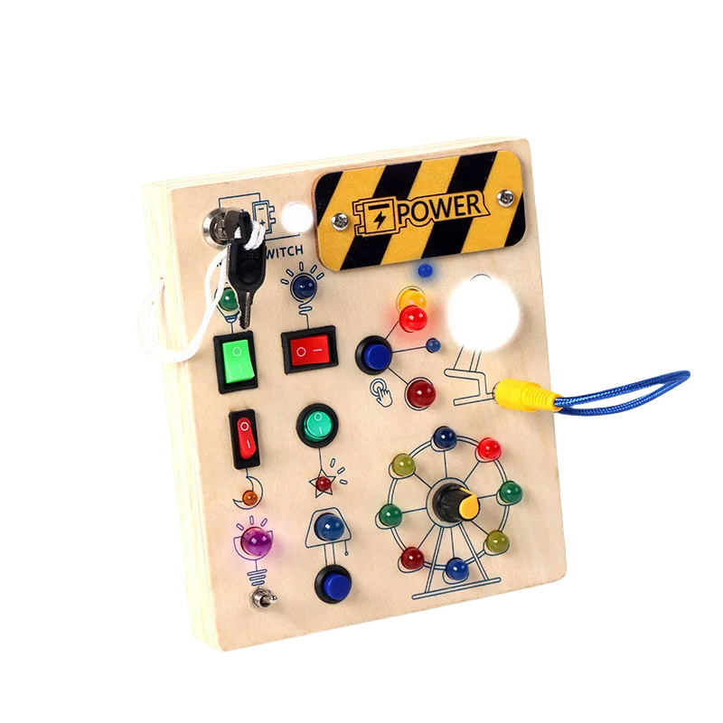 Montessori Busy Board with LED Lights for Fun Learning