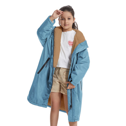 Kids Waterproof Changing Robe – Warm, Soft & Fluffy Hoodie
