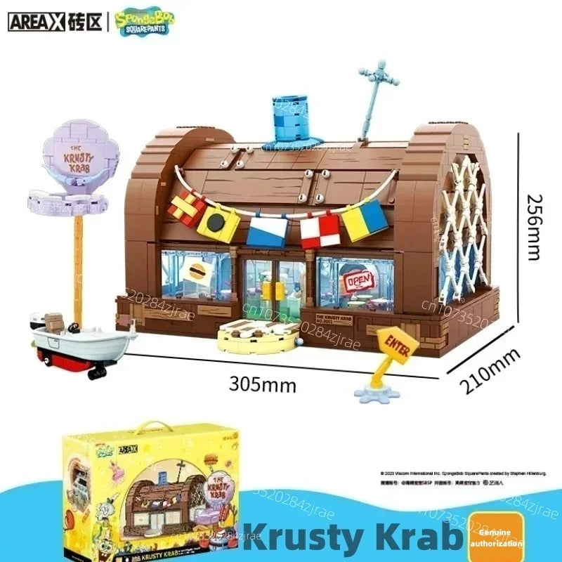 Detailed Krusty Krab interior diorama accessory pieces including tables and counter