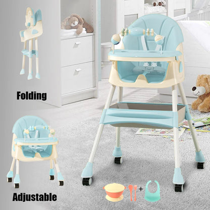 Foldable Baby High Chair – 4-in-1 Safe Reclining Seat