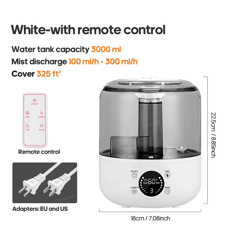 3L Air Humidifier – Large Capacity Ultrasonic Aroma Diffuser