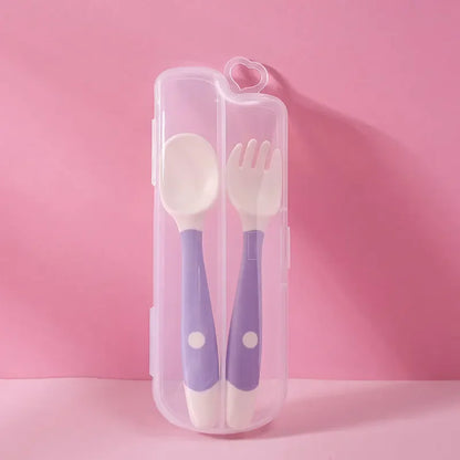 Silicone Baby Spoon & Fork Set – Soft Training Tableware