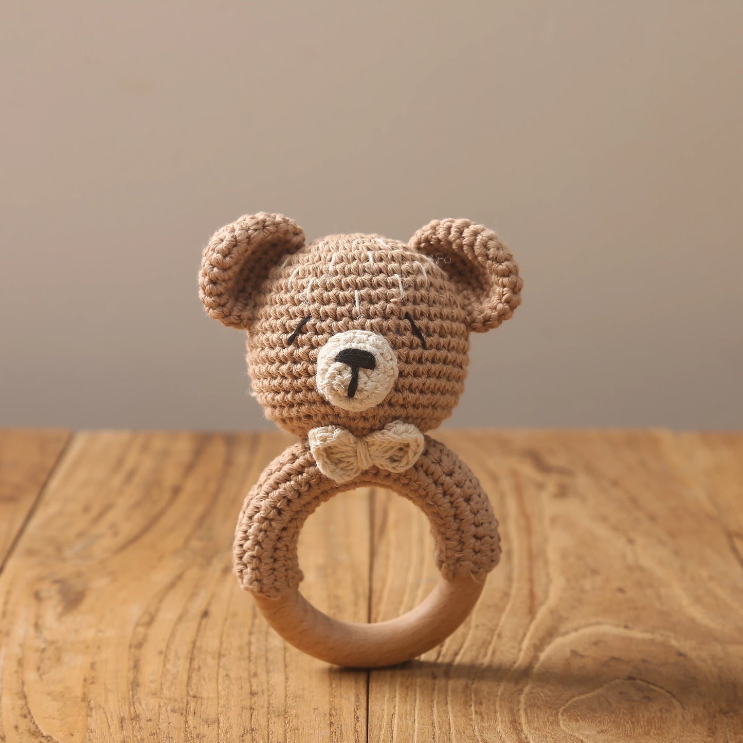 Baby Rattle Bear – Soft Crochet Montessori Toy