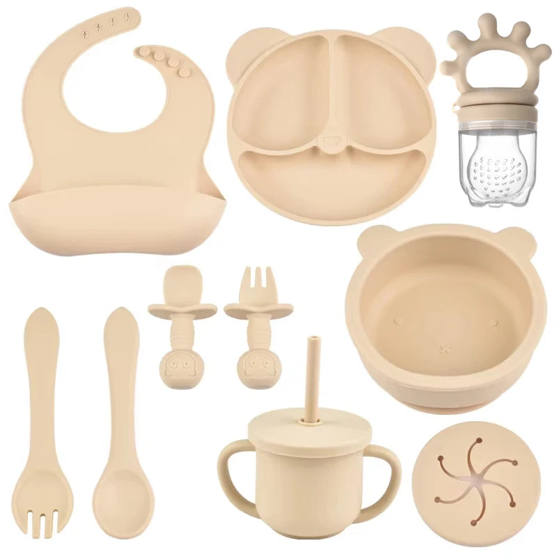 BPA-Free Silicone Baby Feeding Set with Plates & Cups