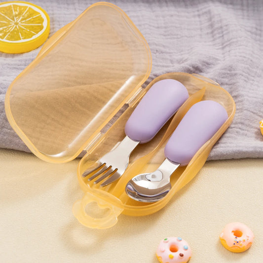 Baby Silicone Fork & Spoon – Safe Portable Feeding Set