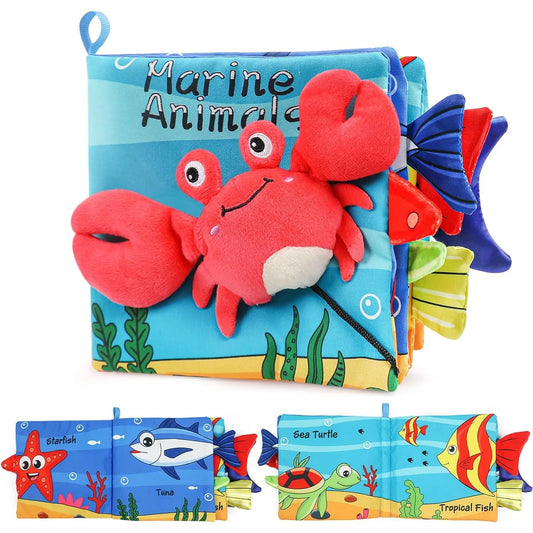 Baby Soft Cloth Book – Crinkle Marine Animal Sensory Fun