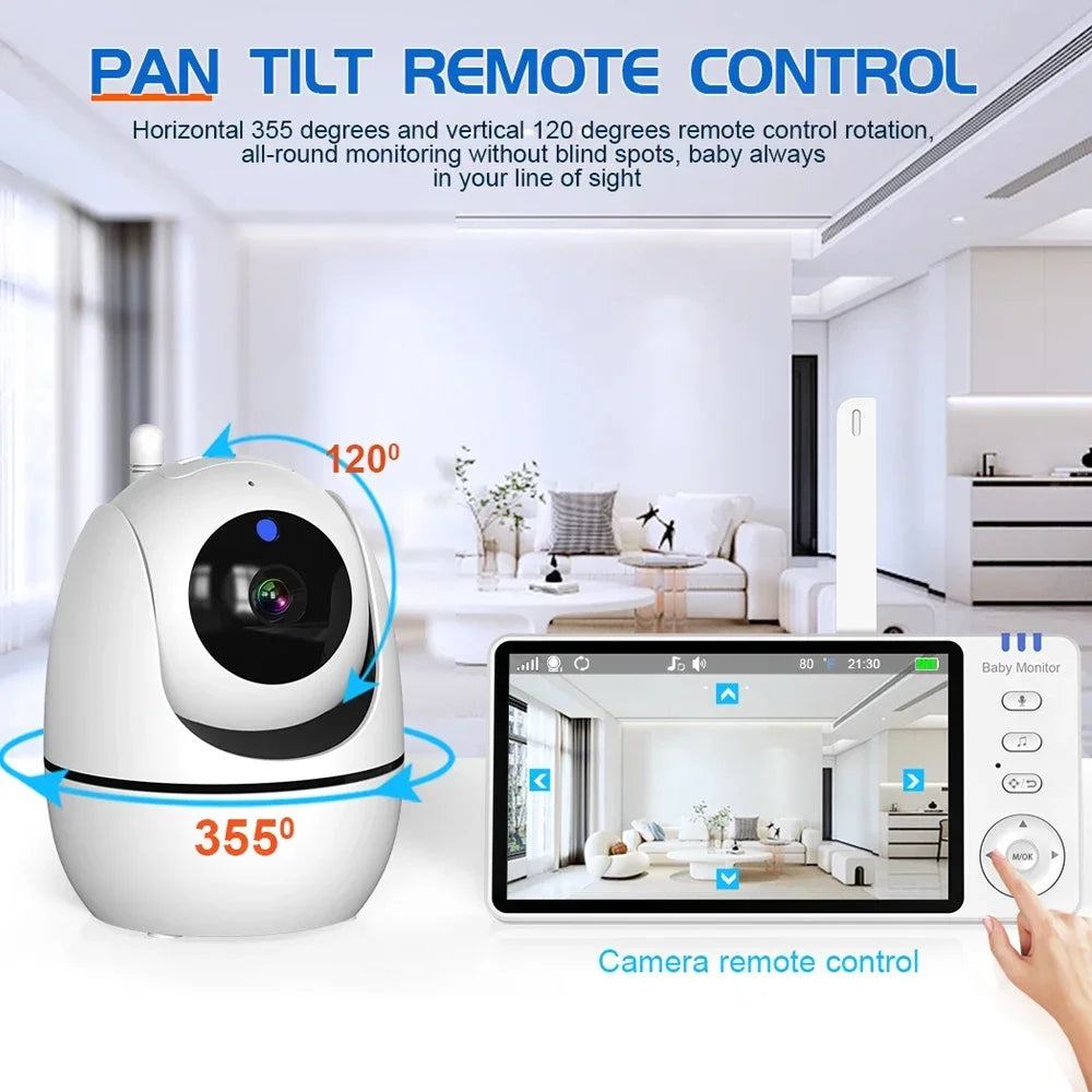 5" Video Baby Monitor HD PTZ Camera with Two-Way Audio