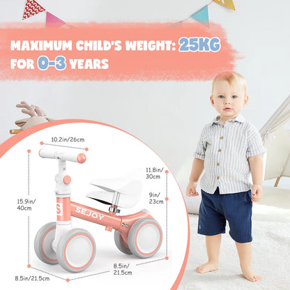 Baby Balance Bike 4 Wheels – Safe First Ride for 1–2 Years