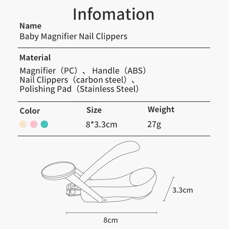 Infant Baby Nail Clippers with Magnifier for Safe Trimming