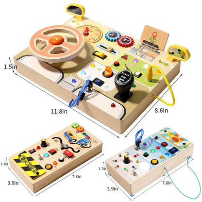 Montessori Busy Board LED Toy – Sensory Learning Fun