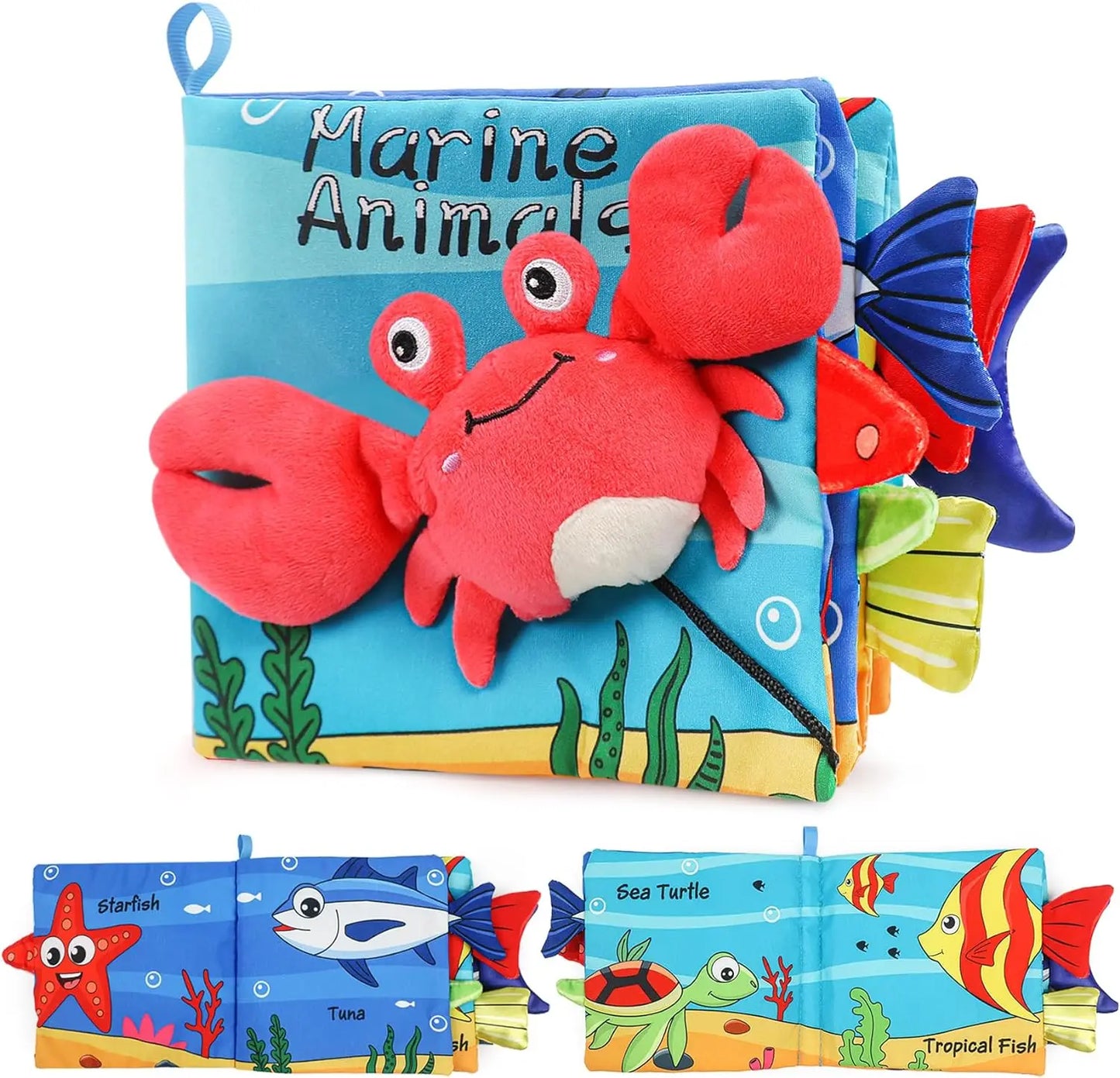 Baby Soft Cloth Book – Crinkle Marine Animal Sensory Fun