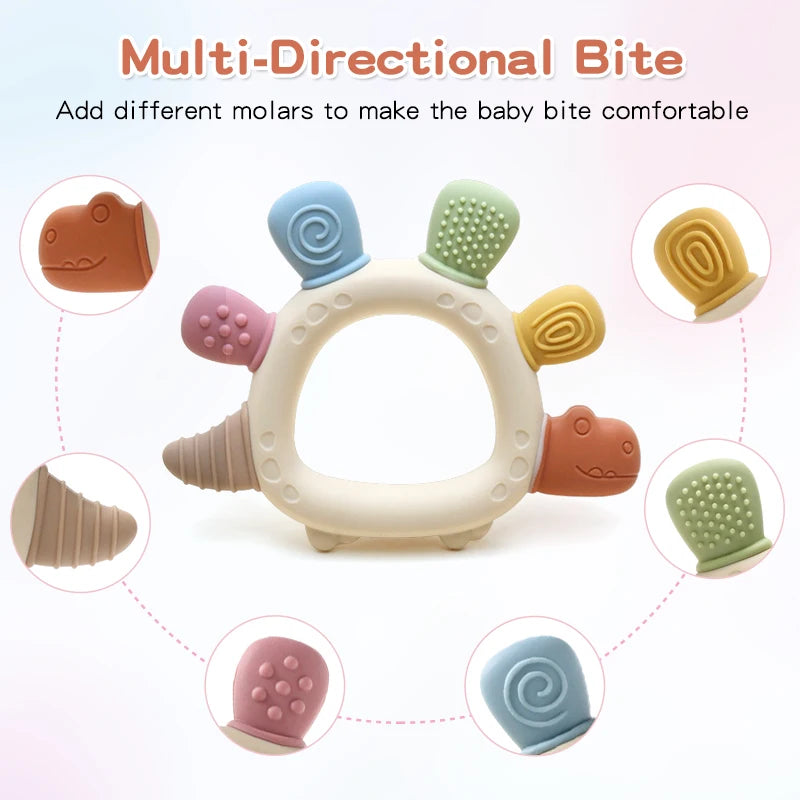 Baby Dinosaur Silicone Teether – BPA-Free Soothing Toy
