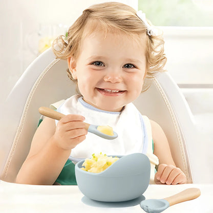 Baby Silicone Feeding Set – Suction Bowl & Training Utensils