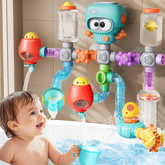 Baby Bath Toys DIY Water Pipe Set with Strong Suction