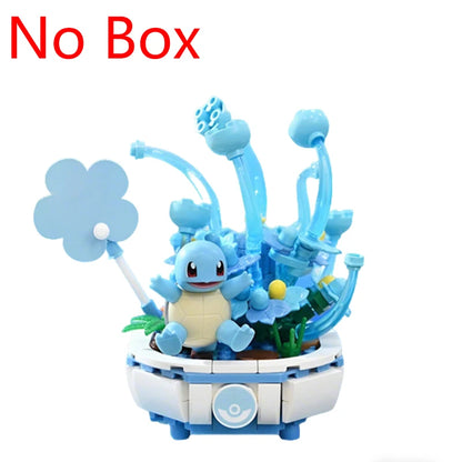 New Pokemon Building Block Pikachu Charmander Squirtle Model Toy Home Decoration Plant Potted Flower Brick Girl Toy Child Gift