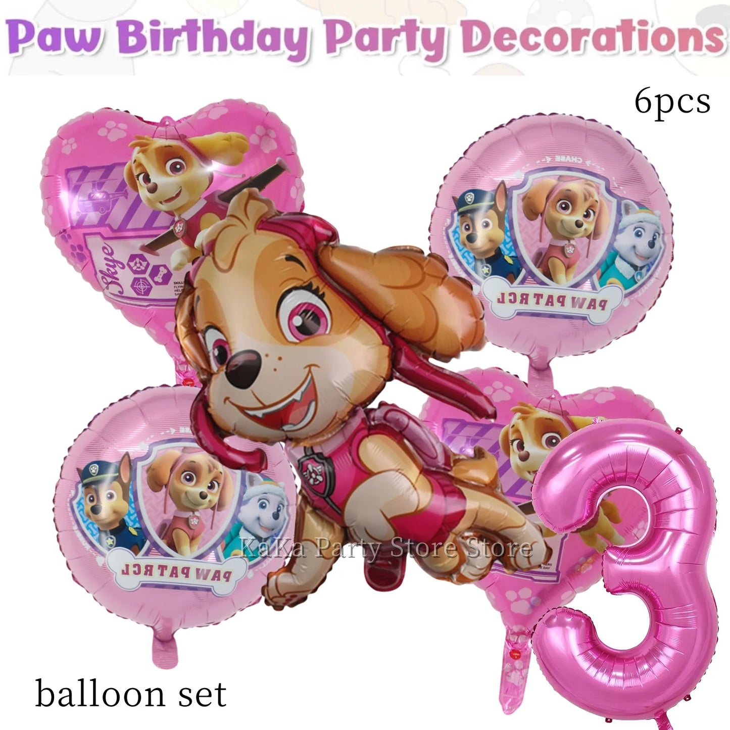 Paw Patrol Birthday Party Supplies – Skye Theme Tableware Set
