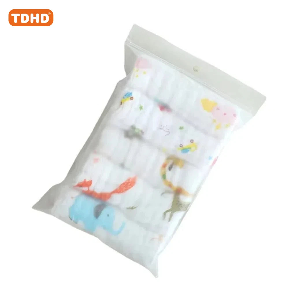 Baby Cotton Gauze Saliva Towel Set – Soft & Absorbent 5-Pack