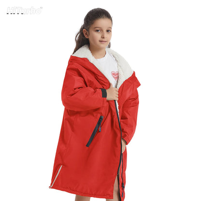 Kids Waterproof Changing Robe – Warm, Soft & Fluffy Hoodie