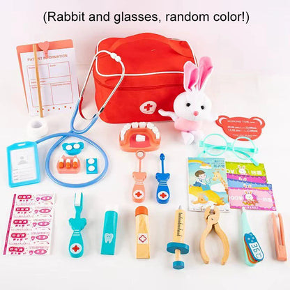 Wooden Doctor Play Set Educational Role Play Toy for Kids