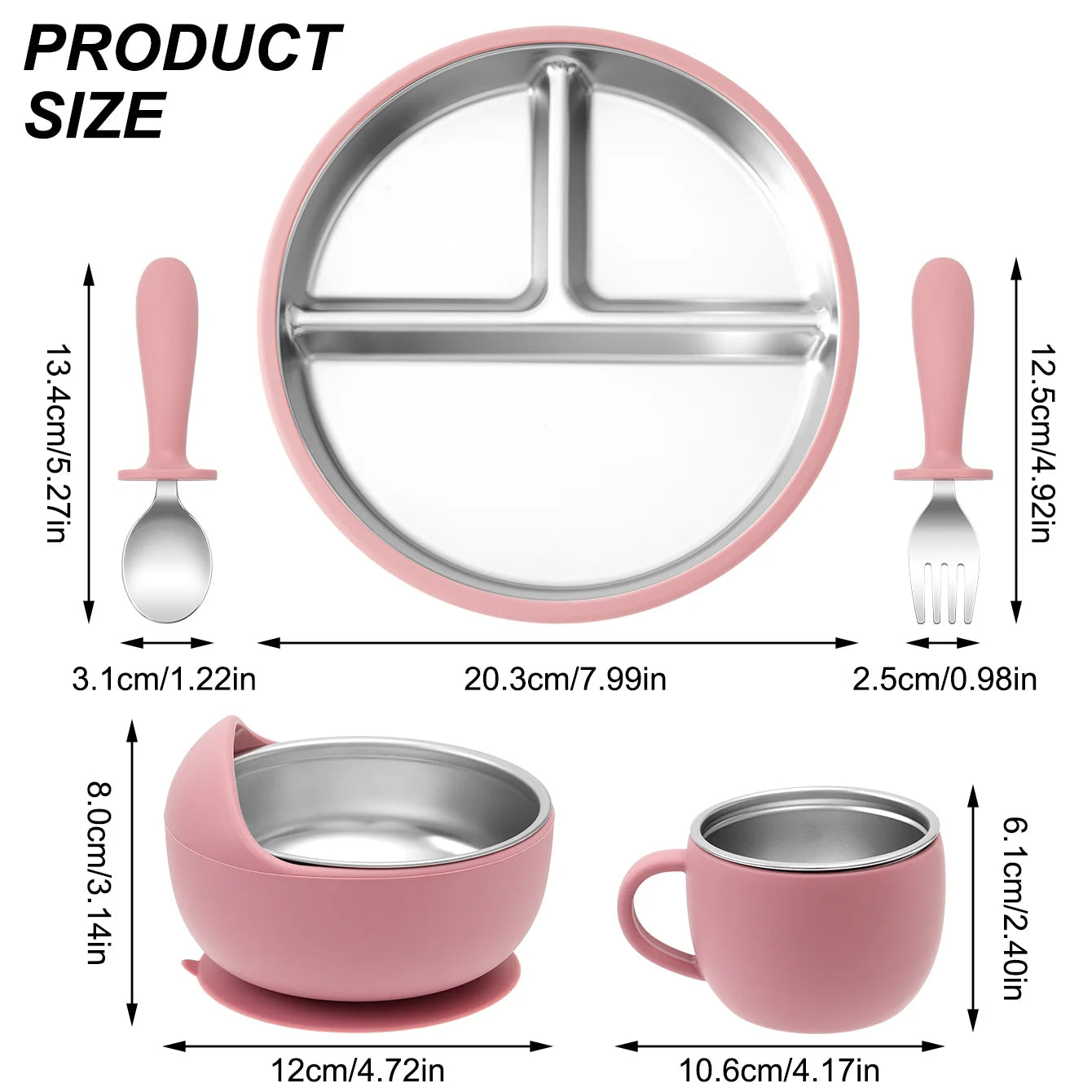Stainless Steel Baby Feeding Set with BPA-Free Silicone Bowl